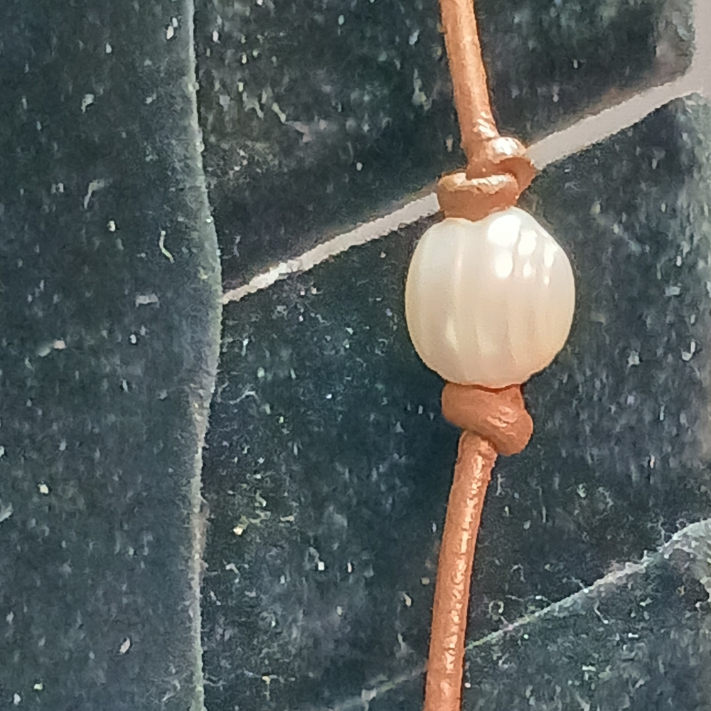 Freshwater Pearl And Leather Tassel Necklace, 35 Inches - Picture 6 of 11